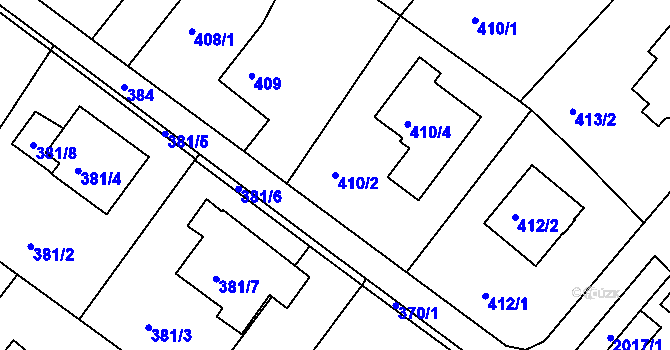 Parcela st. 410/2 v KÚ Ruprechtice, Katastrální mapa
