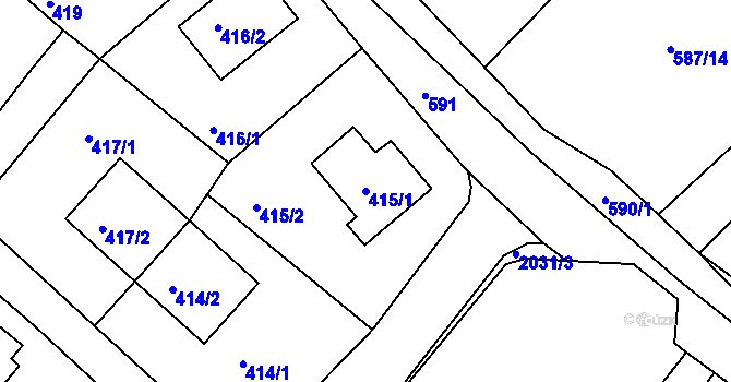 Parcela st. 415/1 v KÚ Ruprechtice, Katastrální mapa