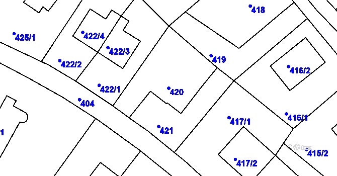 Parcela st. 420 v KÚ Ruprechtice, Katastrální mapa