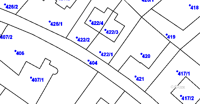 Parcela st. 422/1 v KÚ Ruprechtice, Katastrální mapa