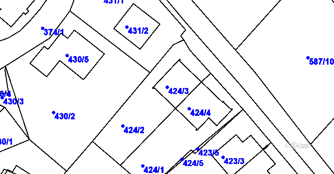 Parcela st. 424/3 v KÚ Ruprechtice, Katastrální mapa