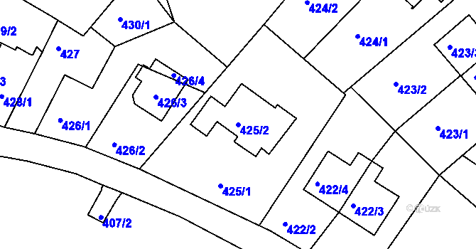 Parcela st. 425/2 v KÚ Ruprechtice, Katastrální mapa