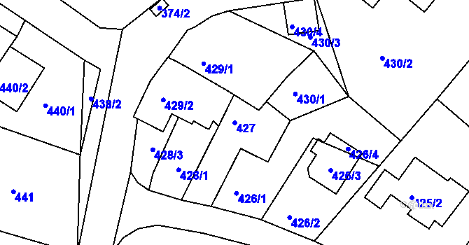 Parcela st. 427 v KÚ Ruprechtice, Katastrální mapa