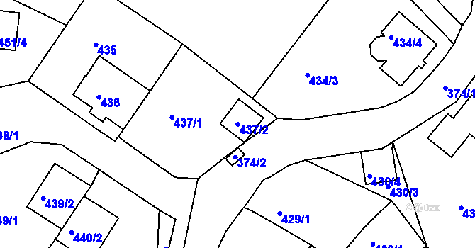 Parcela st. 437/2 v KÚ Ruprechtice, Katastrální mapa