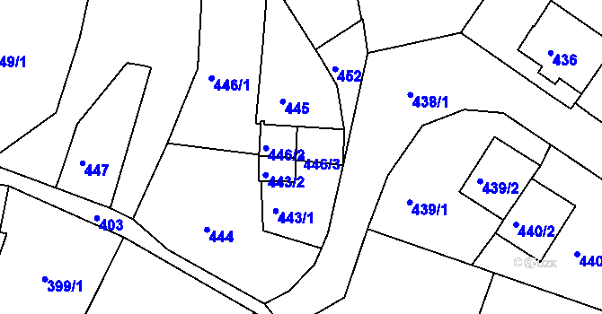 Parcela st. 446/3 v KÚ Ruprechtice, Katastrální mapa