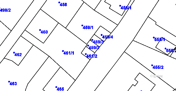 Parcela st. 459/2 v KÚ Ruprechtice, Katastrální mapa
