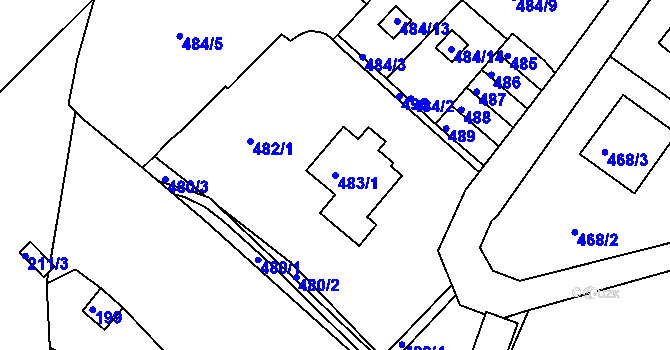 Parcela st. 483/1 v KÚ Ruprechtice, Katastrální mapa
