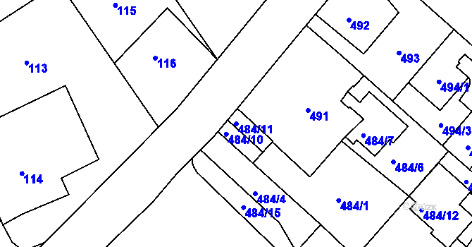 Parcela st. 484/11 v KÚ Ruprechtice, Katastrální mapa