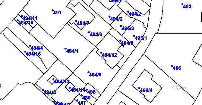 Parcela st. 484/12 v KÚ Ruprechtice, Katastrální mapa