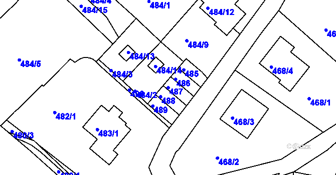 Parcela st. 487 v KÚ Ruprechtice, Katastrální mapa