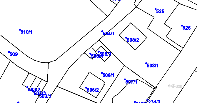 Parcela st. 506/3 v KÚ Ruprechtice, Katastrální mapa