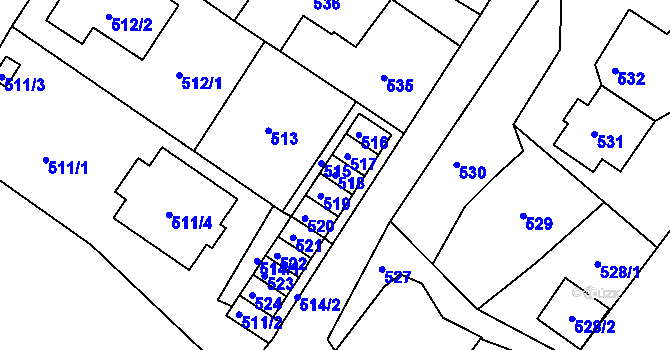 Parcela st. 518 v KÚ Ruprechtice, Katastrální mapa