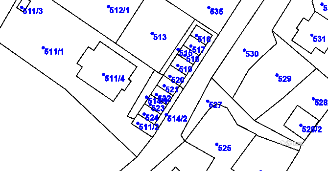 Parcela st. 521 v KÚ Ruprechtice, Katastrální mapa