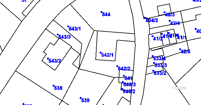 Parcela st. 542/1 v KÚ Ruprechtice, Katastrální mapa