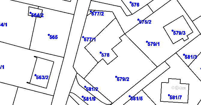 Parcela st. 578 v KÚ Ruprechtice, Katastrální mapa