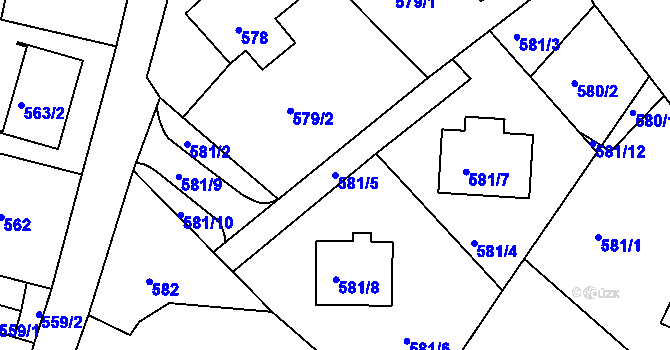 Parcela st. 581/5 v KÚ Ruprechtice, Katastrální mapa
