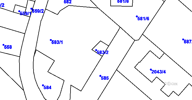 Parcela st. 583/2 v KÚ Ruprechtice, Katastrální mapa