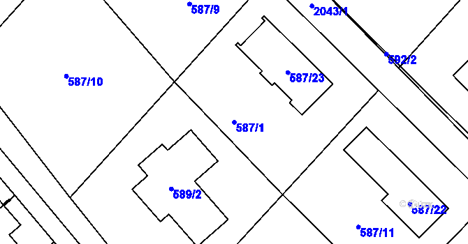 Parcela st. 587/1 v KÚ Ruprechtice, Katastrální mapa