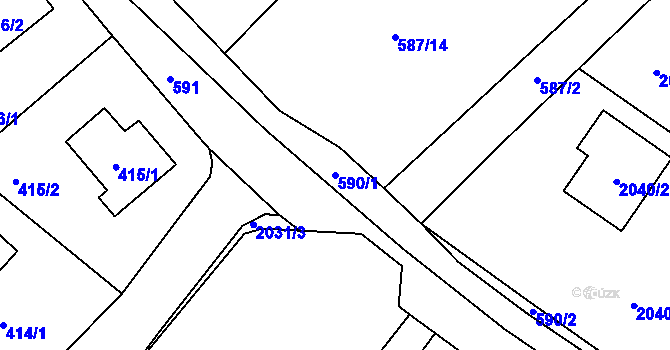 Parcela st. 590/1 v KÚ Ruprechtice, Katastrální mapa