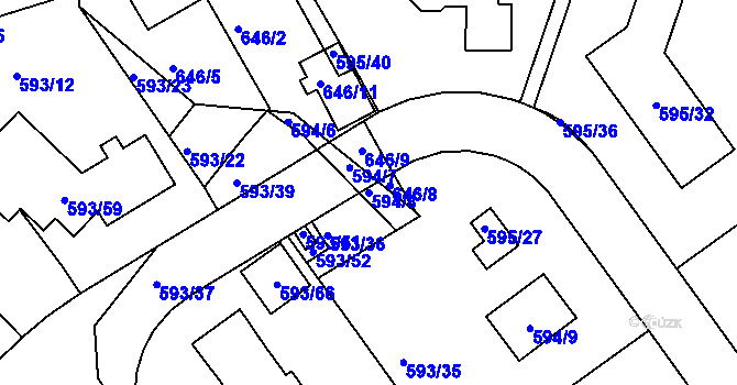 Parcela st. 594/8 v KÚ Ruprechtice, Katastrální mapa