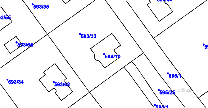 Parcela st. 594/10 v KÚ Ruprechtice, Katastrální mapa
