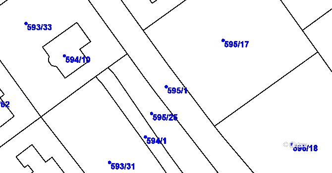 Parcela st. 595/1 v KÚ Ruprechtice, Katastrální mapa