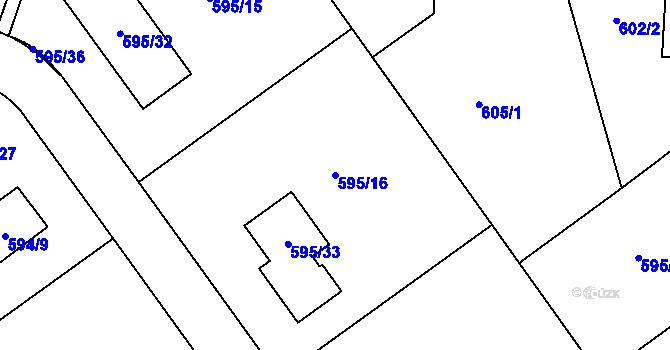 Parcela st. 595/16 v KÚ Ruprechtice, Katastrální mapa