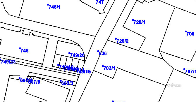 Parcela st. 636 v KÚ Ruprechtice, Katastrální mapa