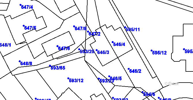 Parcela st. 646/3 v KÚ Ruprechtice, Katastrální mapa