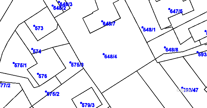 Parcela st. 648/4 v KÚ Ruprechtice, Katastrální mapa