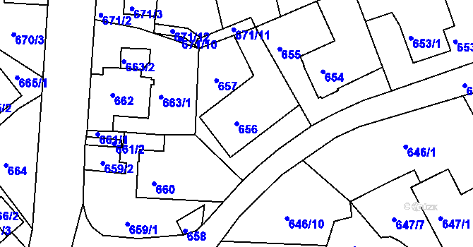Parcela st. 656 v KÚ Ruprechtice, Katastrální mapa