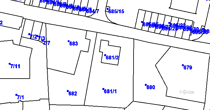Parcela st. 681/2 v KÚ Ruprechtice, Katastrální mapa
