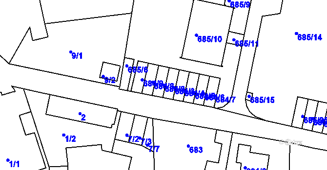 Parcela st. 684/2 v KÚ Ruprechtice, Katastrální mapa