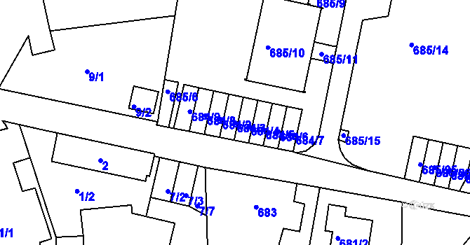 Parcela st. 684/3 v KÚ Ruprechtice, Katastrální mapa