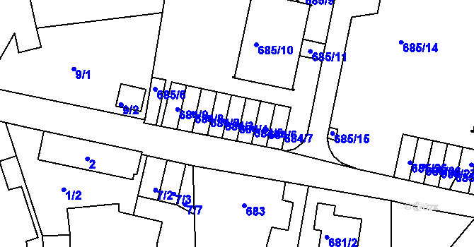 Parcela st. 684/4 v KÚ Ruprechtice, Katastrální mapa