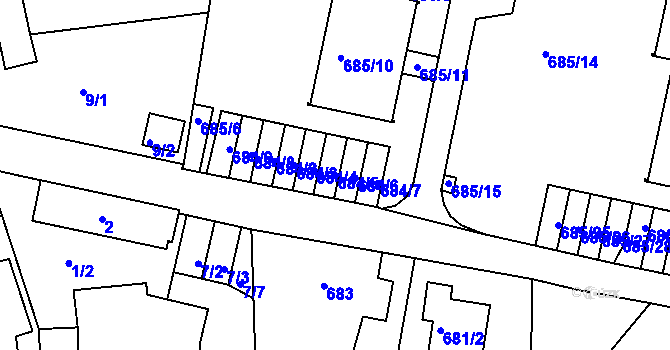 Parcela st. 684/5 v KÚ Ruprechtice, Katastrální mapa