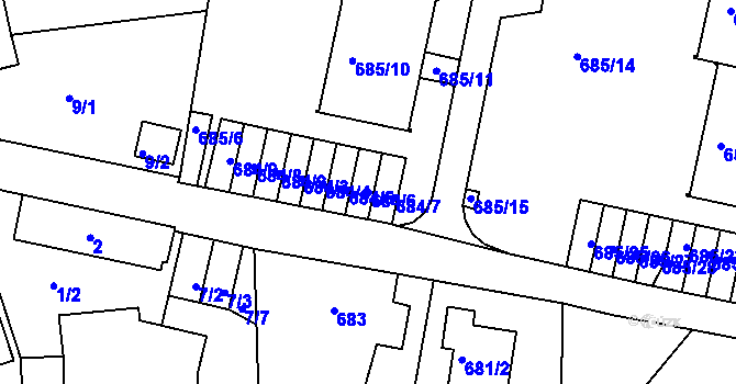 Parcela st. 684/6 v KÚ Ruprechtice, Katastrální mapa
