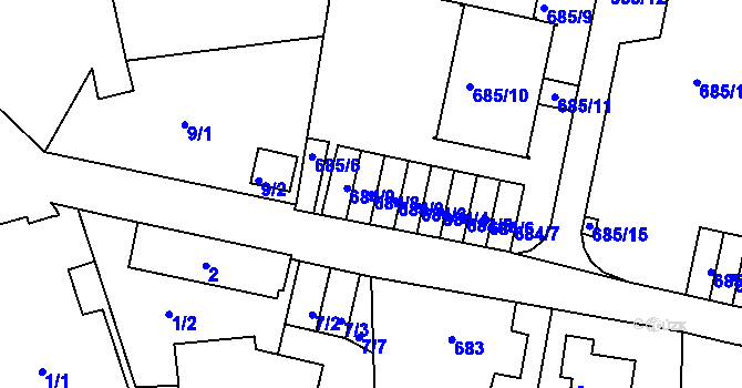 Parcela st. 684/8 v KÚ Ruprechtice, Katastrální mapa