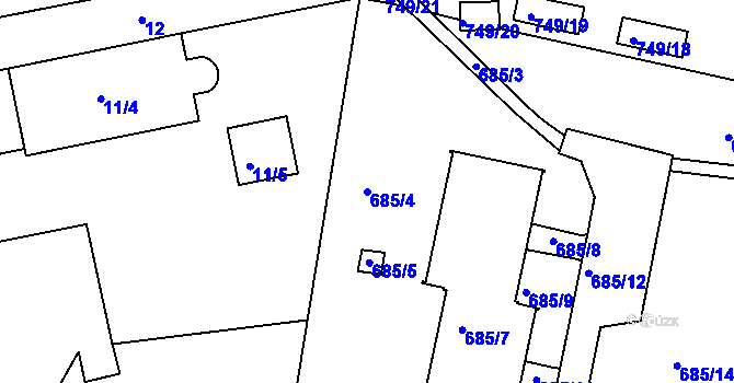 Parcela st. 685/4 v KÚ Ruprechtice, Katastrální mapa