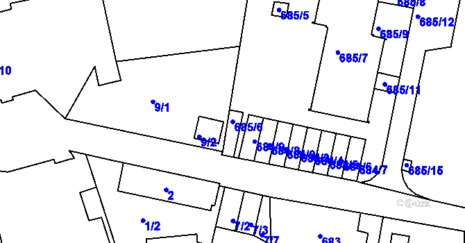 Parcela st. 685/6 v KÚ Ruprechtice, Katastrální mapa