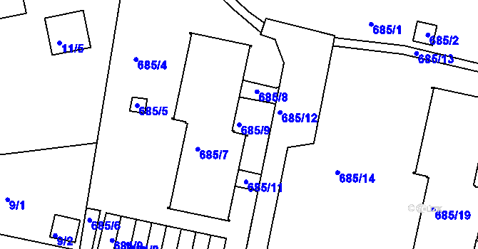 Parcela st. 685/9 v KÚ Ruprechtice, Katastrální mapa