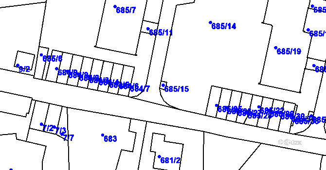 Parcela st. 685/15 v KÚ Ruprechtice, Katastrální mapa