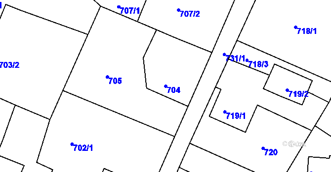 Parcela st. 704 v KÚ Ruprechtice, Katastrální mapa