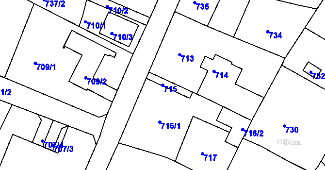 Parcela st. 715 v KÚ Ruprechtice, Katastrální mapa
