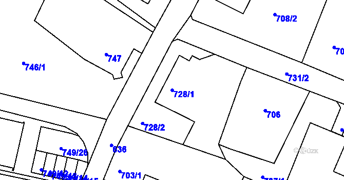 Parcela st. 728/1 v KÚ Ruprechtice, Katastrální mapa