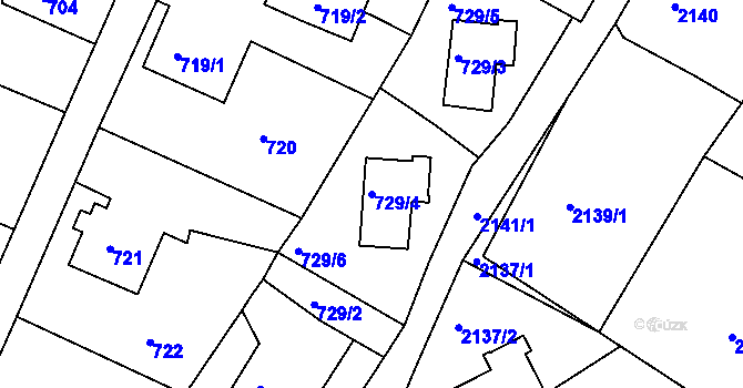 Parcela st. 729/4 v KÚ Ruprechtice, Katastrální mapa