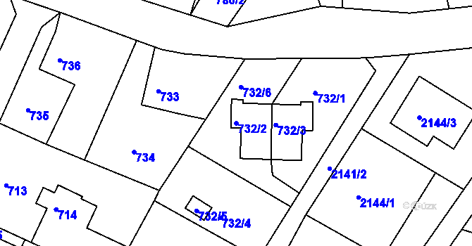 Parcela st. 732/2 v KÚ Ruprechtice, Katastrální mapa