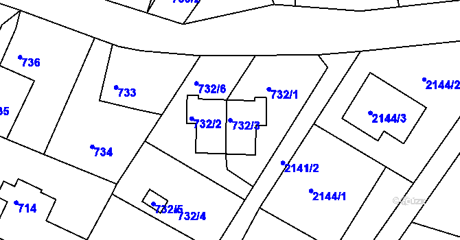 Parcela st. 732/3 v KÚ Ruprechtice, Katastrální mapa