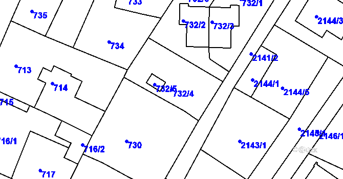 Parcela st. 732/4 v KÚ Ruprechtice, Katastrální mapa
