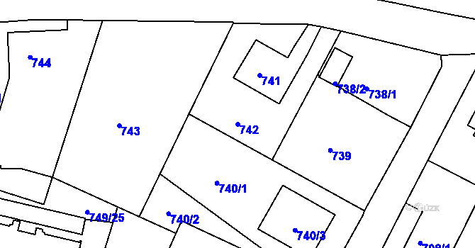 Parcela st. 742 v KÚ Ruprechtice, Katastrální mapa